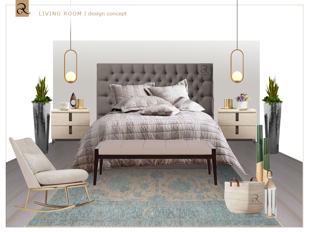 Contemporary bedroom design concept 