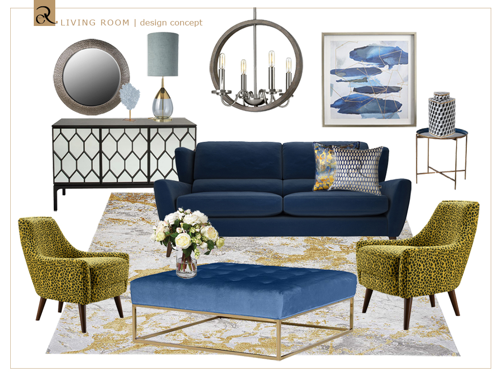 living room art deco style design concept 